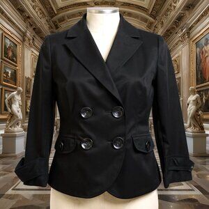 American Eagle AEO Cotton Double Breasted Black Jacket Small NWT